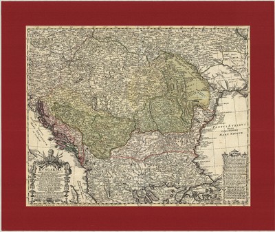 Harta regatului Ungariei, a Principatelor române și a țărilor balcanice 1744